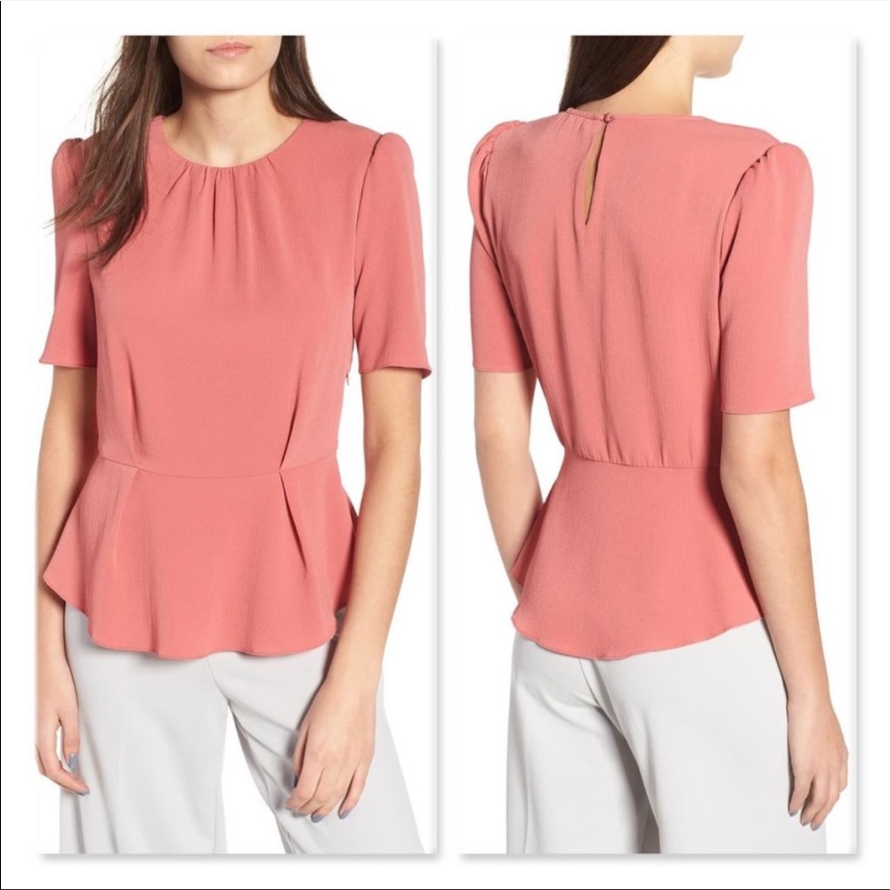 Wayf Peplum Top - Small - Salmon Color